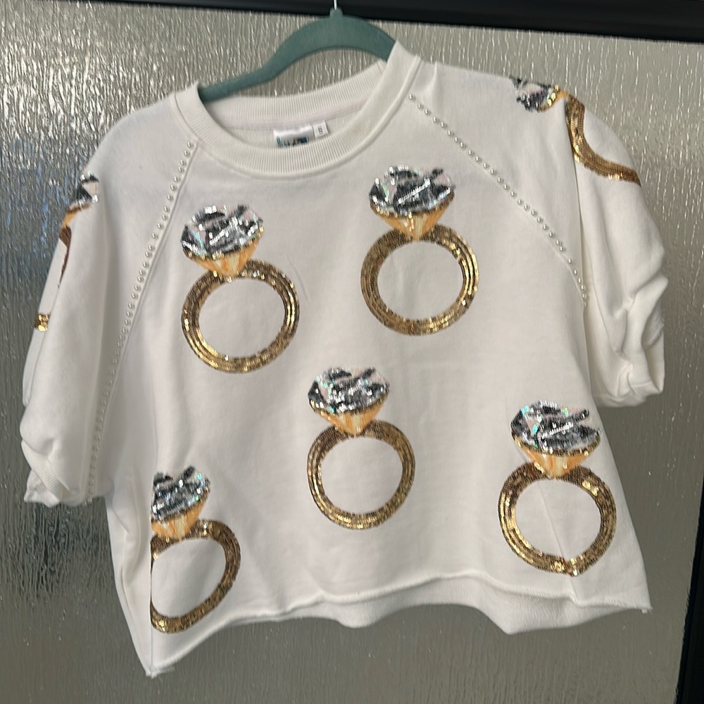 Queen of Sparkles - brides crop sweatshirt